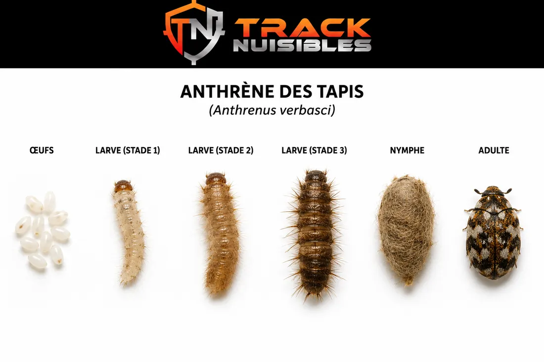 Larve d'anthrène (« ver du tapis ») velue