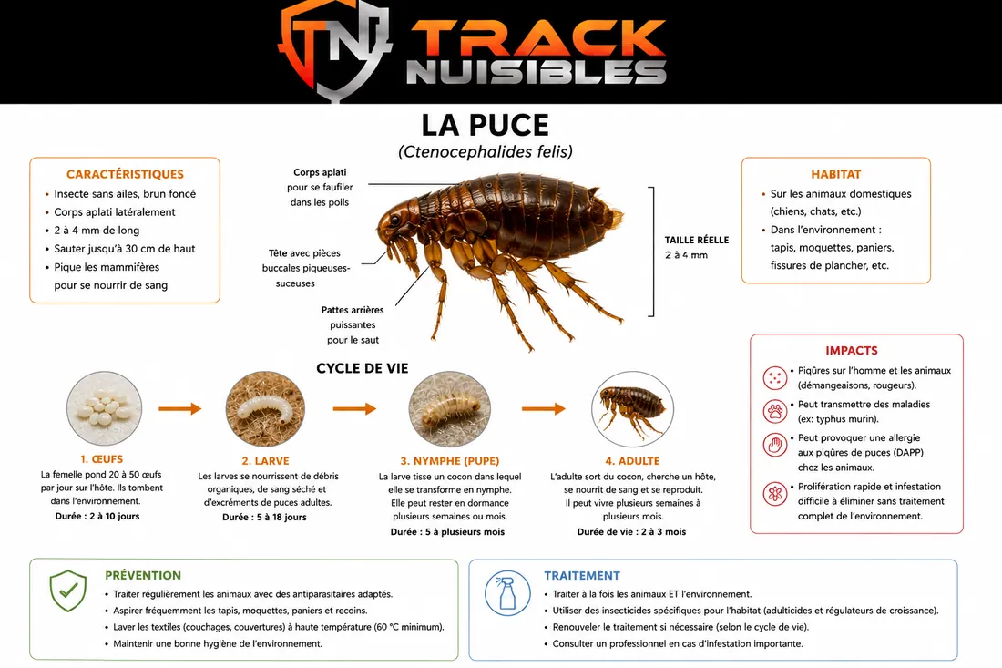 Puce dans les fibres d'un textile